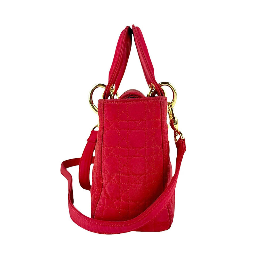 Dior gold Christian Bag Shoulder red 2way Gold Red